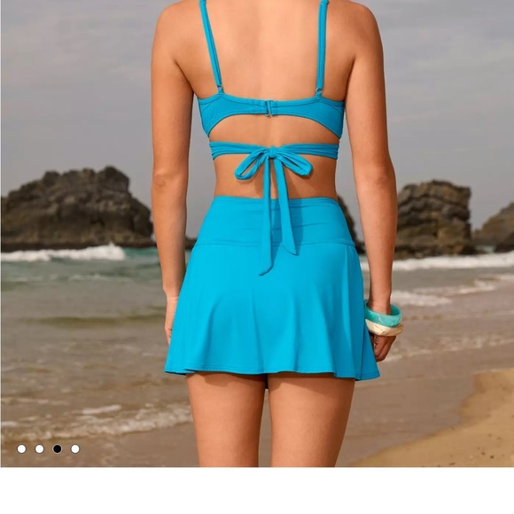Blue Swim Sense High Waisted Boston Proper Swimwear Set - Picture 3 of 6